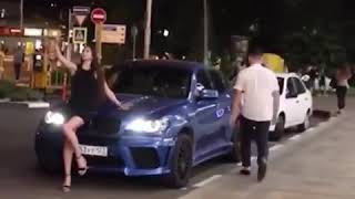 BMW X6 M blue with girl!