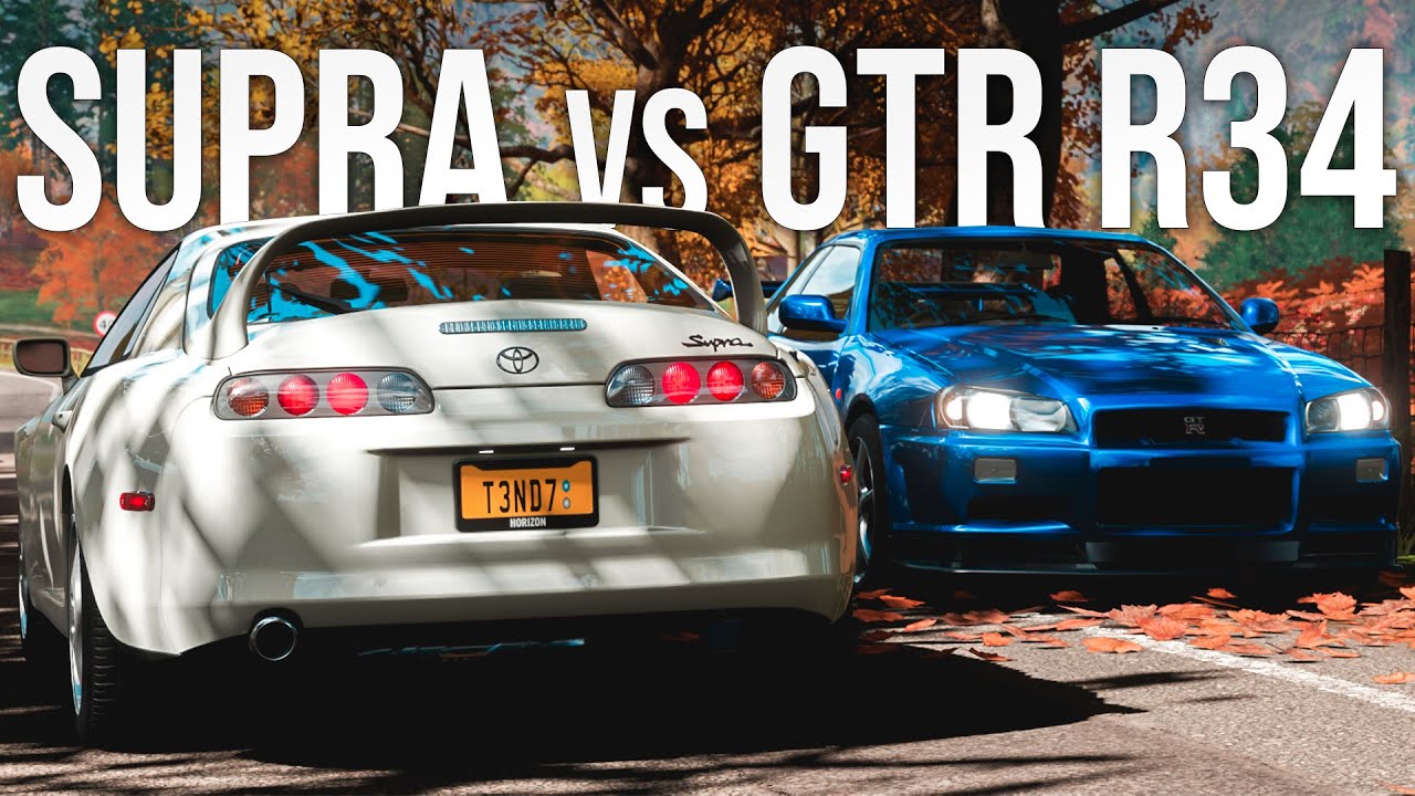 Forza Horizon 4 | Toyota Supra VS Nissan GTR R34 | Stock & Upgraded