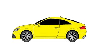 How to draw AUDI TT Car | Drawing AUDI Car on computer using Ms Paint | Car Drawing Easily.