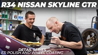 LZ R34 Nissan Skyline GTR Midnight Purple III Vspec Detail Series E3: Polish and Wheel Coating
