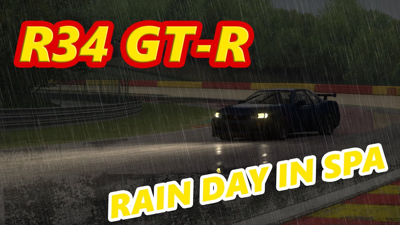 Nissan Skyline R34 GT-R Z-tune | Rainy day at SPA | Assetto Corsa Wet/Rain MOD