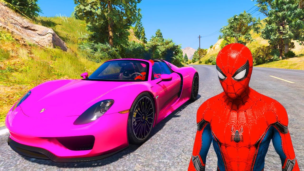 Race Crazy  GTA – Racing Cars and Spiderman Porsche 918 Spyder Mods GTA V