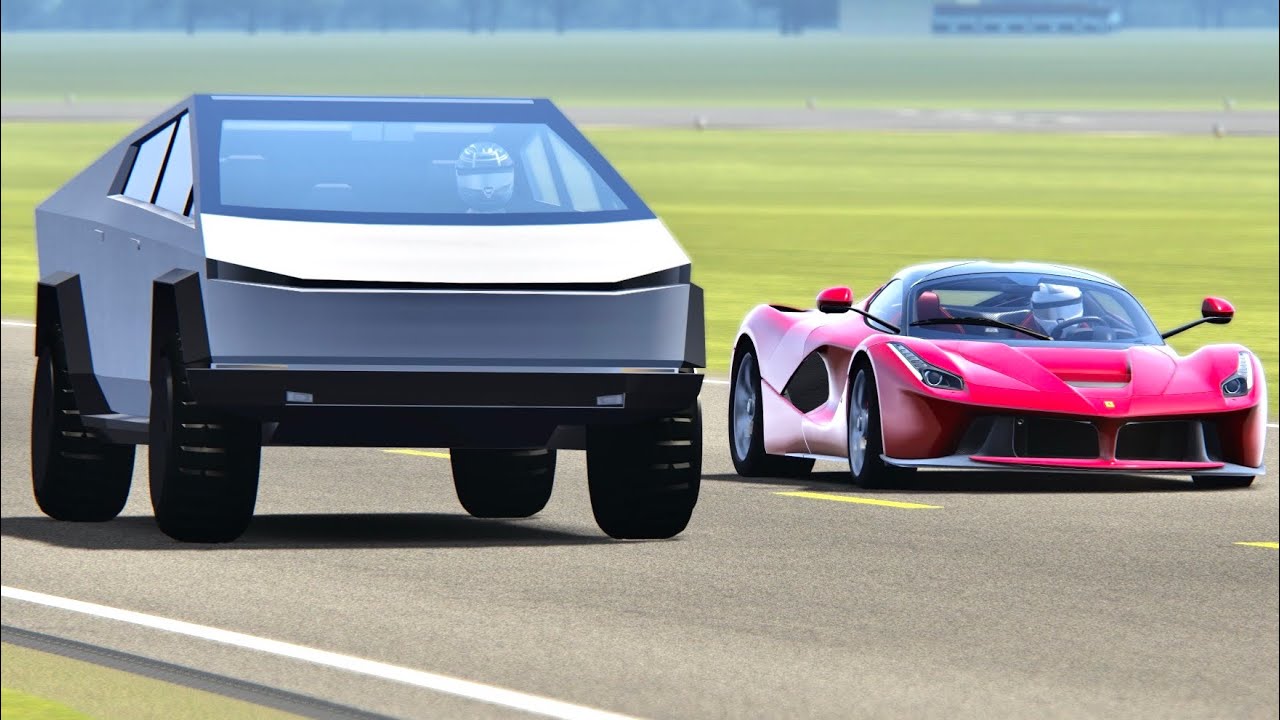 Tesla Cybertruck vs Ferrari LaFerrari – Top Gear Track