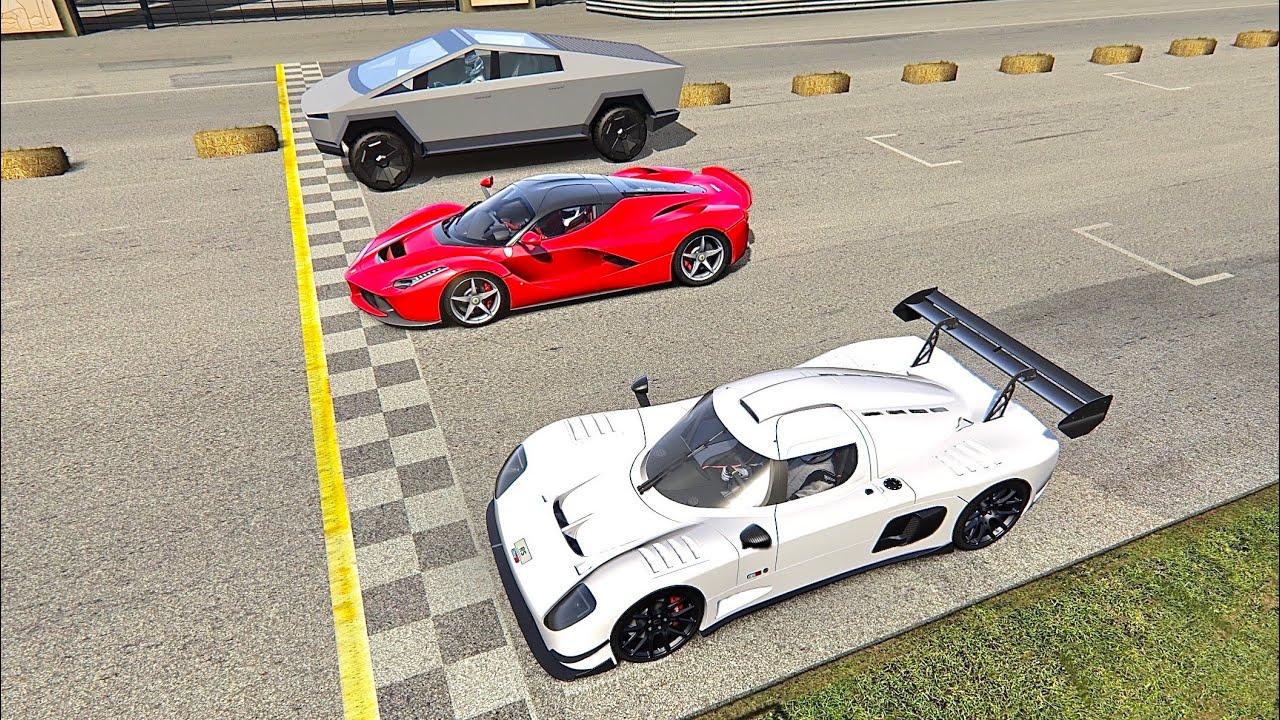 Ultima RS 2020 vs Ferrari LaFerrari vs Tesla Cybertruck - Old Monza