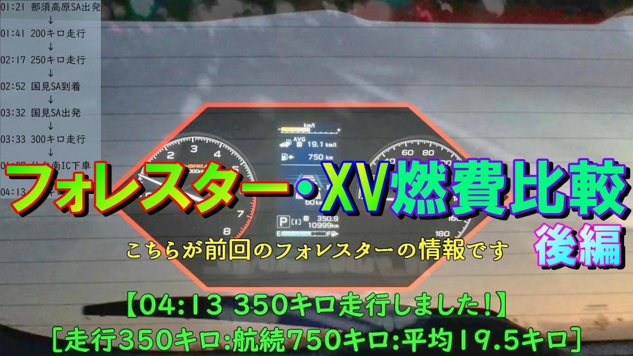 東北自動車道でのXV燃費計測・車内空間レビュー・女子車中泊【フォレスター vs XV】レイクタウン〜牛タン弁当【後編】