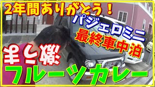 パジェロミニ最終車中泊最後の晩餐フルーツカレー