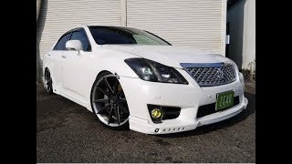 20クラウンアスリート 128万円 ブレ―ンハーフエアロ AIMGAIN車高調 マフラー リアキャンバー調整 2008年 12万9千km 3500㏄ TOYOTA カスタム例