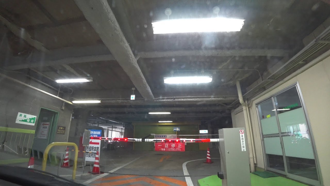 【4K】福井市大手 屋上立体駐車場(入庫⇒出庫)福井県福井市【車載動画】Rooftop multistory parking lot