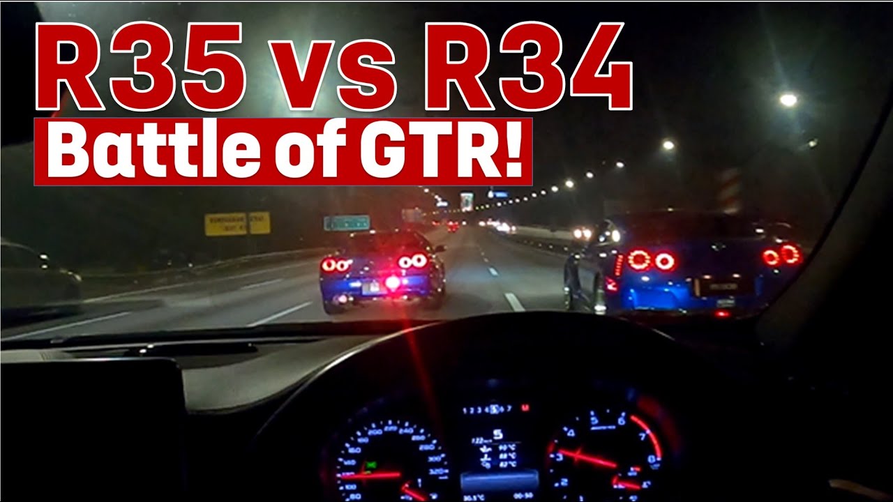 700HP GTR R35 vs 600HP GTR R34. HUGE FLAMES & LOUD EXHAUST! 4K VIDEO GOPRO 8 HERO BLACK