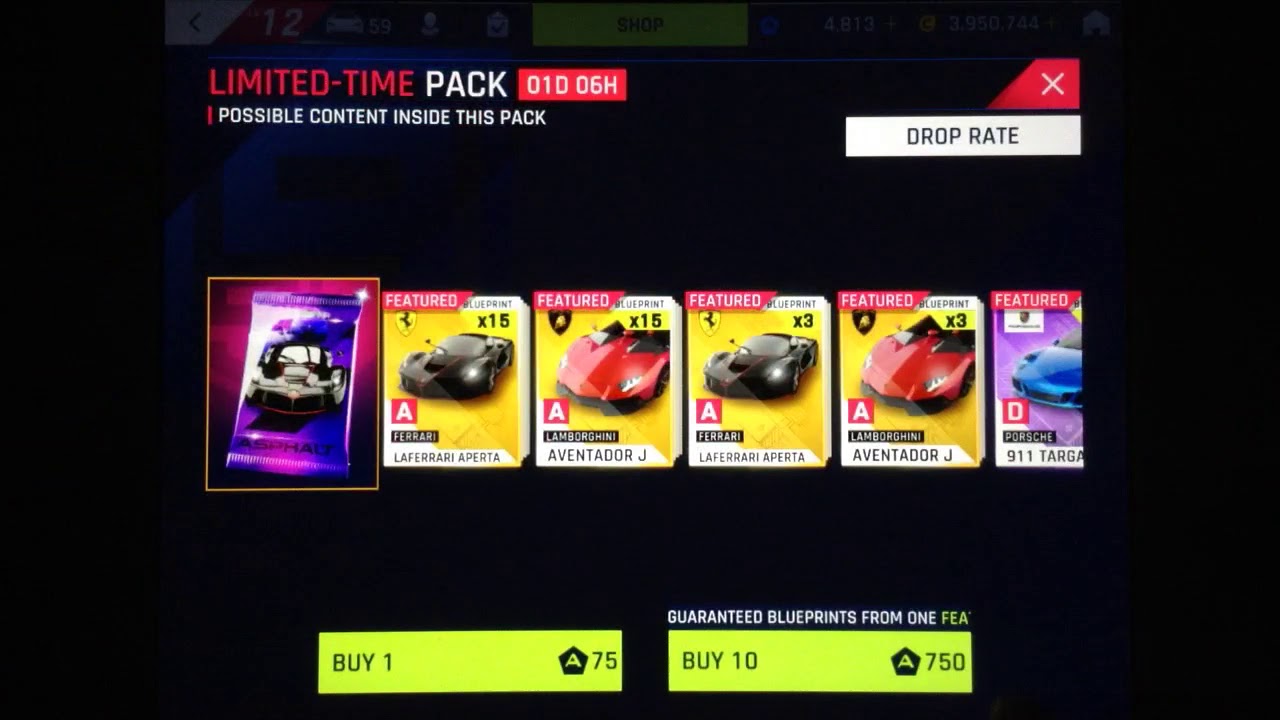 Asphalt 9 – Buying Legendary Packs: Genty Akylone & Ferrari LaFerrari Aperta