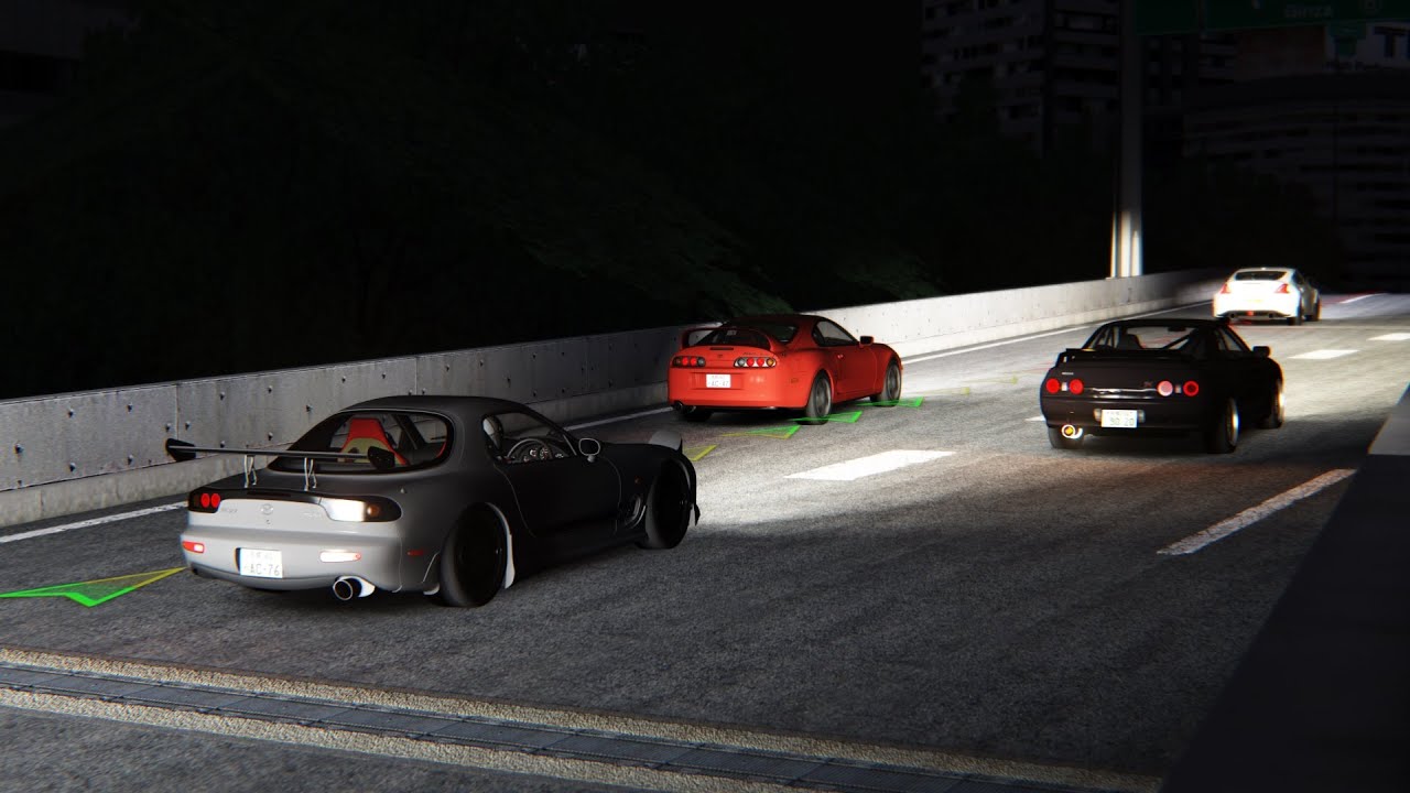 Assetto Corsa 444PS RX7 FD3S Night illegal street race on C1
