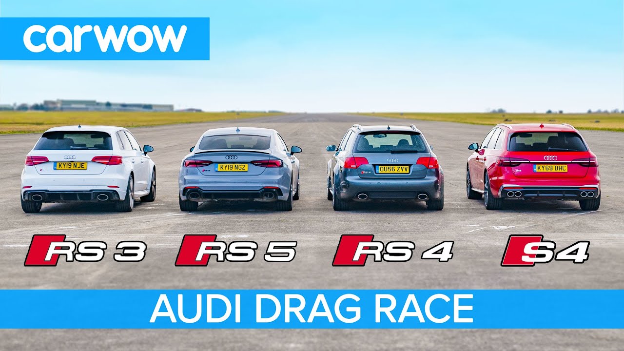 Audi RS5 vs RS3 vs S4 vs old RS4: Drag Race *Closer than you think*