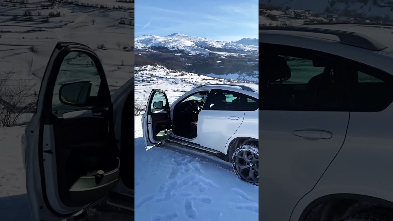 BMW X6 on the top of the Mountains, Snow Test, Schnee Test