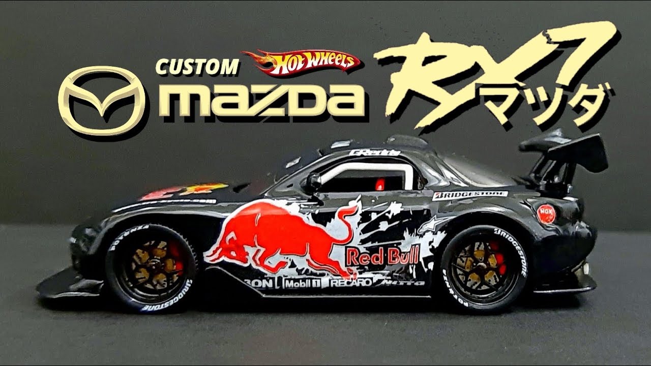 CUSTOM HOT WHEELS 1995 MAZDA RX-7 WIDEBODY | RED BULL DRIFT CAR