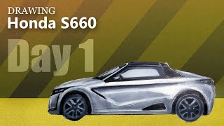 Car Drawing Honda S660 | Day 1 Side View