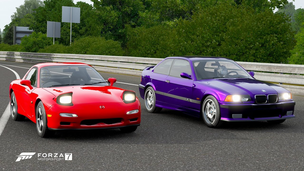 Forza 7 Drag race: Mazda RX7 vs BMW E36 M3