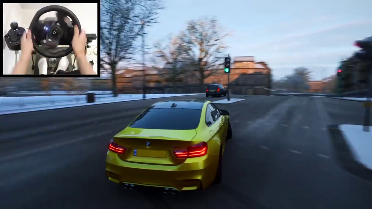 Forza Horizon 4: дрейфующий BMW M4 в снегу (рулевое колесо + рычаг переключения передач)