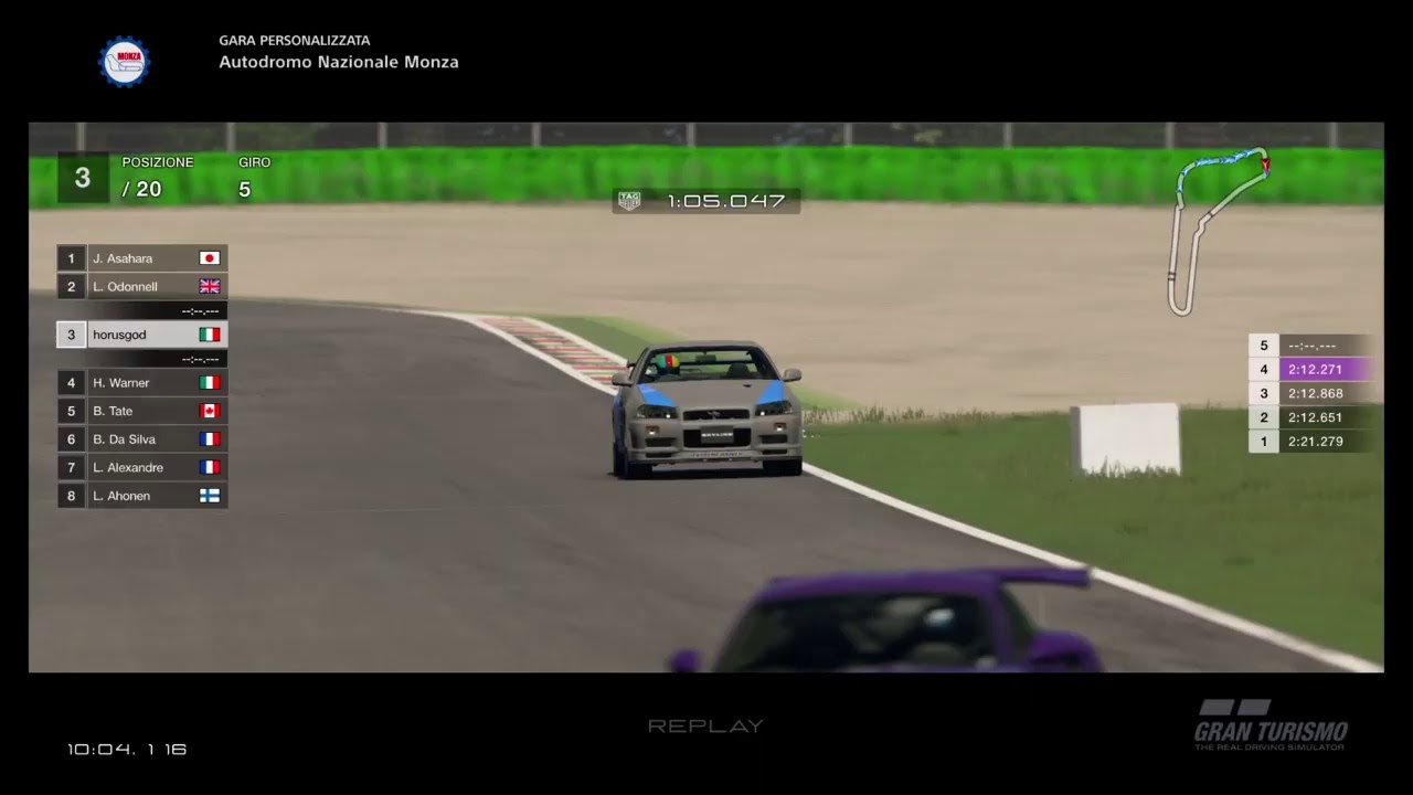 Gt Sport: N300 vs N400 6/12 Nissan GTR R34 Stock - Monza