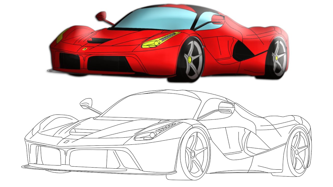 How to Create Digital Drawing Ferrari LaFerrari Illustrator