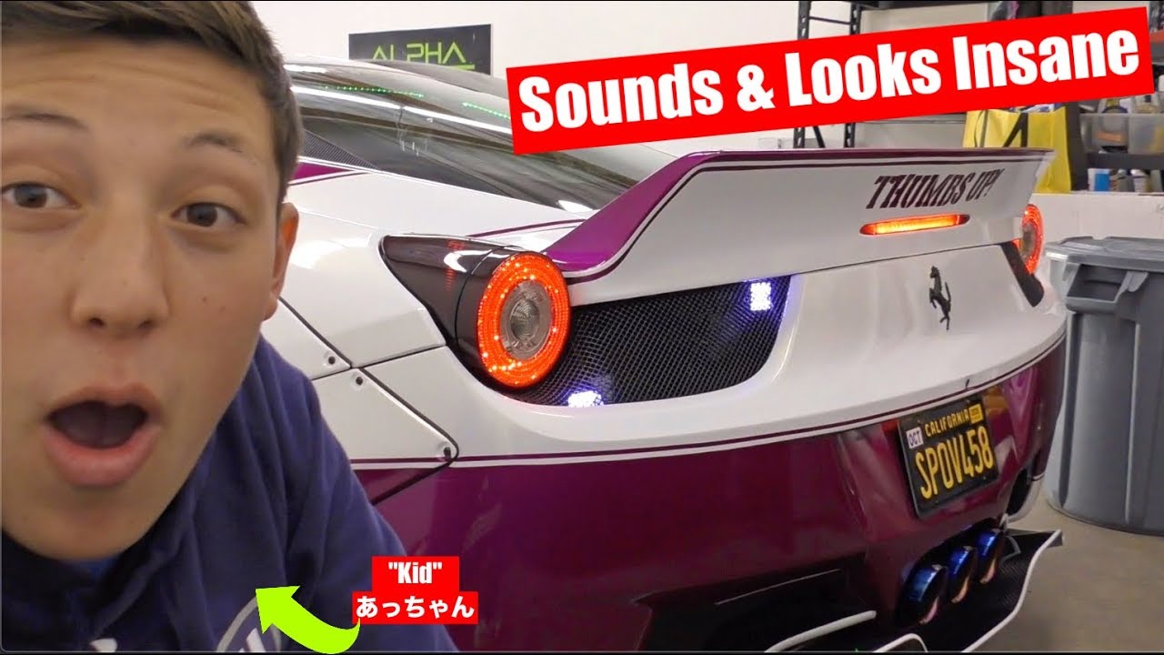 息子がフェラーリの爆音とニュールックにびっくり！！雨でも試乗するのか⁈  My Son’s Reaction to My Ferrari’s New Exhaust