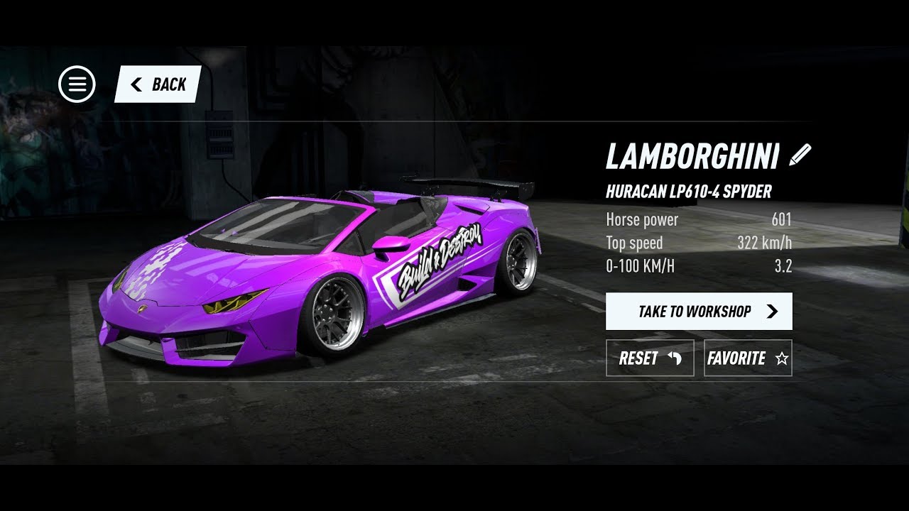 Need for Speed Heat – LAMBORGHINI HURACAN LP610-4 SPYDER  – My 56th Customization