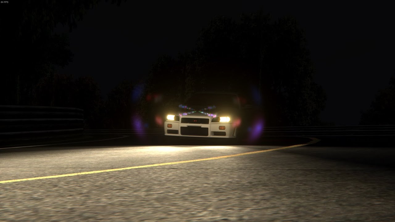 Nissan Skyline GTR R34 V-Spec – Haruna Downhill Night Drive – Assetto Corsa Gameplay