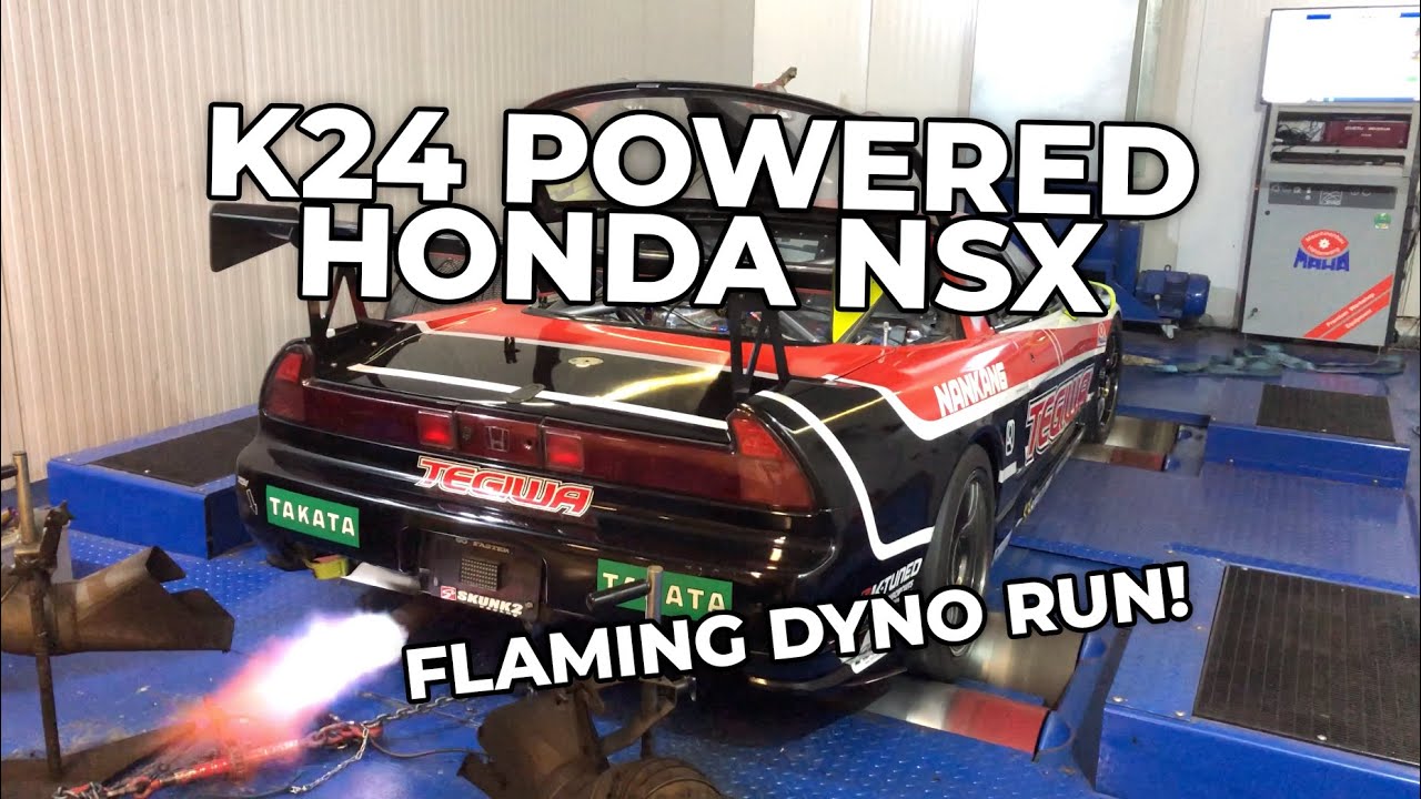 TEGIWA HONDA NSX SKUNK2 RACING K-SERIES K24 ENDURANCE DYNO RUN FLAMES