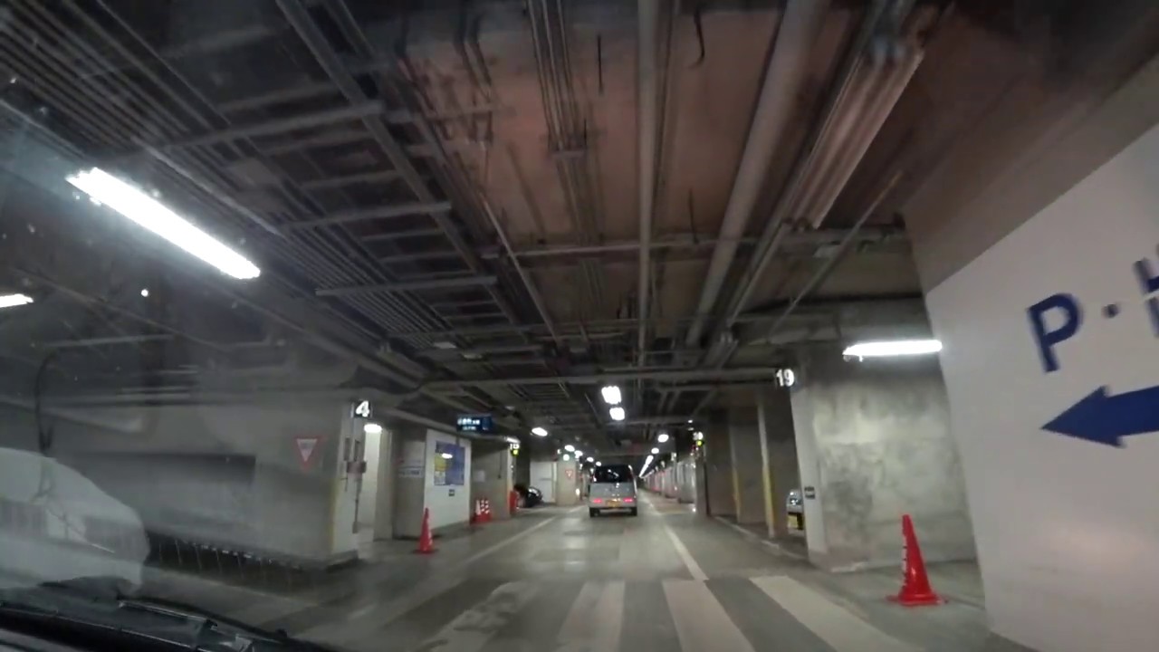 平和通り 地下駐車場(入庫⇒出庫)福島県福島市【車載動画】Underground parking lot