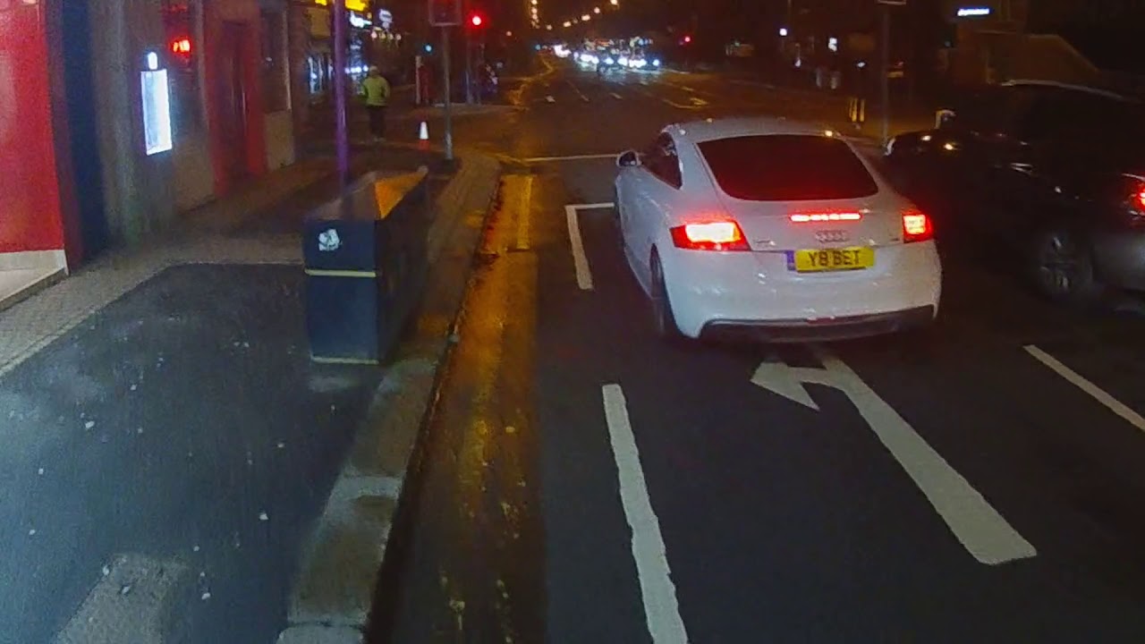 White Audi TT – Y8 BET – thinks its ok to nudge a cyclist when pulling away from lights.