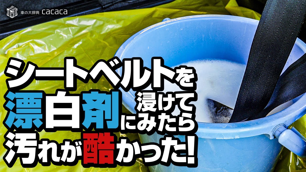 うぎゃあああ！シートベルトを漂白剤に浸けてみたら汚れが酷かった！