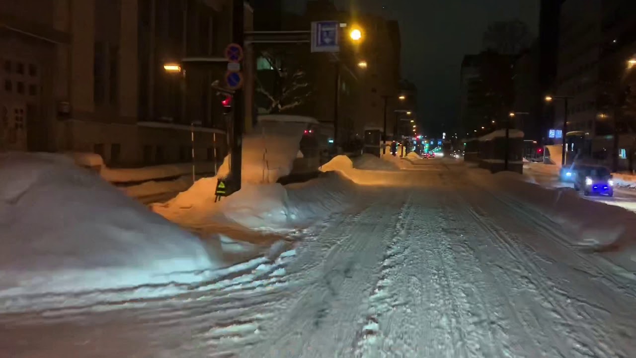 ドライブレコーダー風　札幌市中央区北1条通り〜駅前通り〜北5条通り