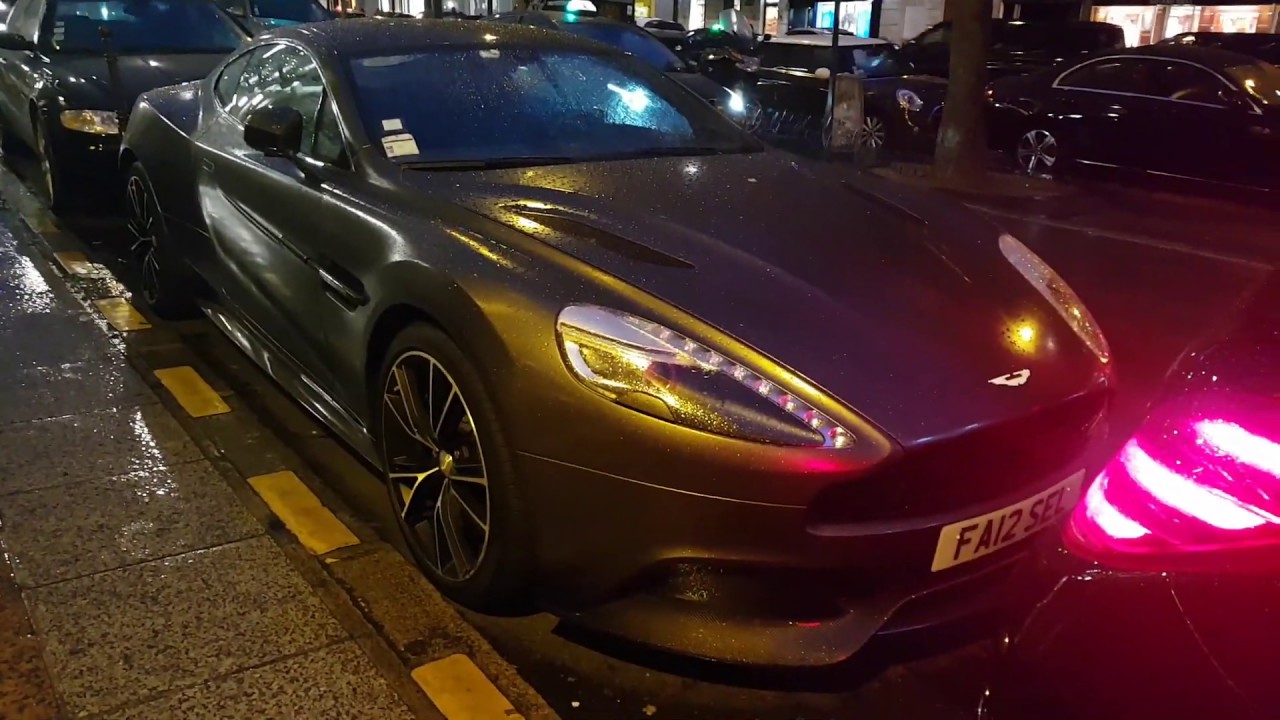 2013 grey mat Aston Martin Vanquish 573 HP in PAris France