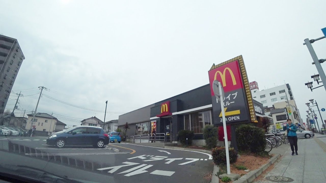 マクドナルド50号水戸大工町店ドライブスルー平面駐車場(入庫⇒出庫)★茨城県水戸市