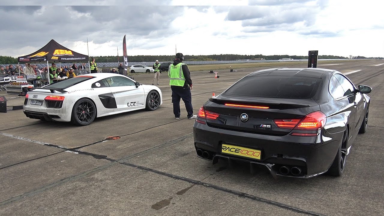 900HP Audi R8 V10 Twin Turbo vs 1000HP BMW M6 F13 HPT One X