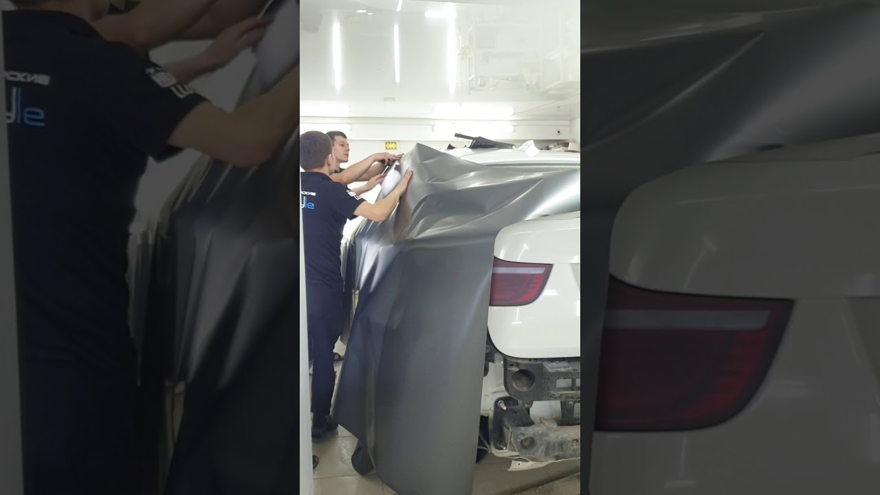 BMW X6 – оклейка пленкой графитовый сатин с лёгким стайлингом и локальный антихром