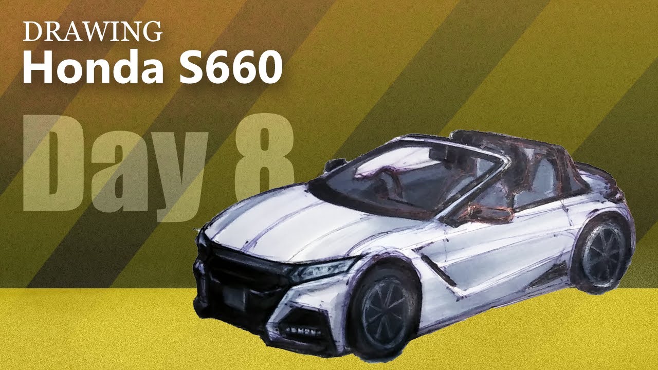 Car Drawing Honda S660 Modulo X | Day  8  Front Perspective View