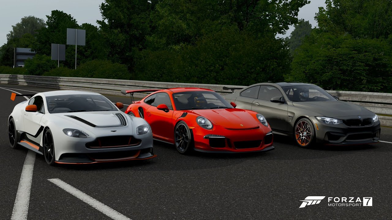 Forza 7 Drag race: Aston Martin Vantage GT12 vs 911 GT3 RS vs BMW M4 GTS