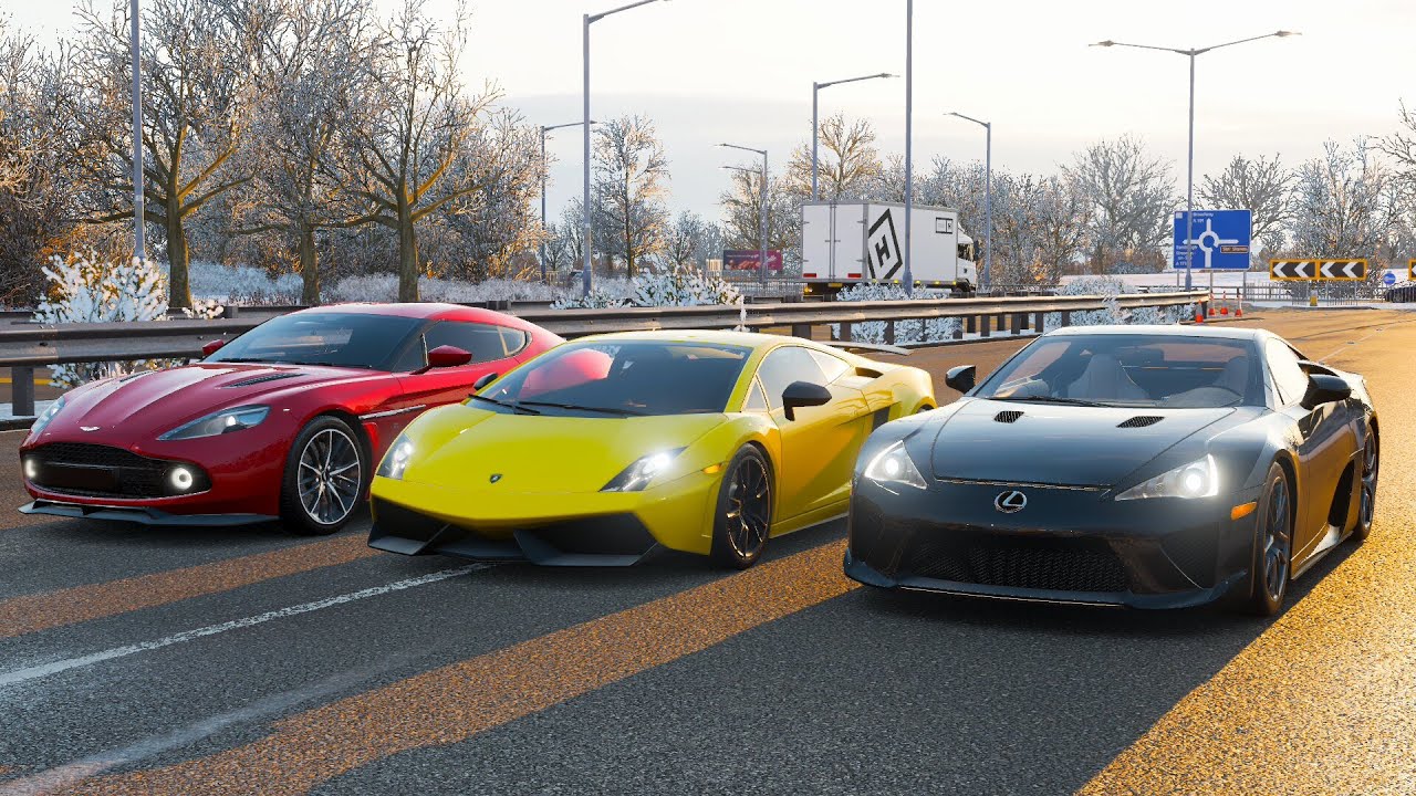 Forza Horizon 4 Drag race: Gallardo Superleggera vs Lexus LFA vs Aston Martin Vanquish Zagato