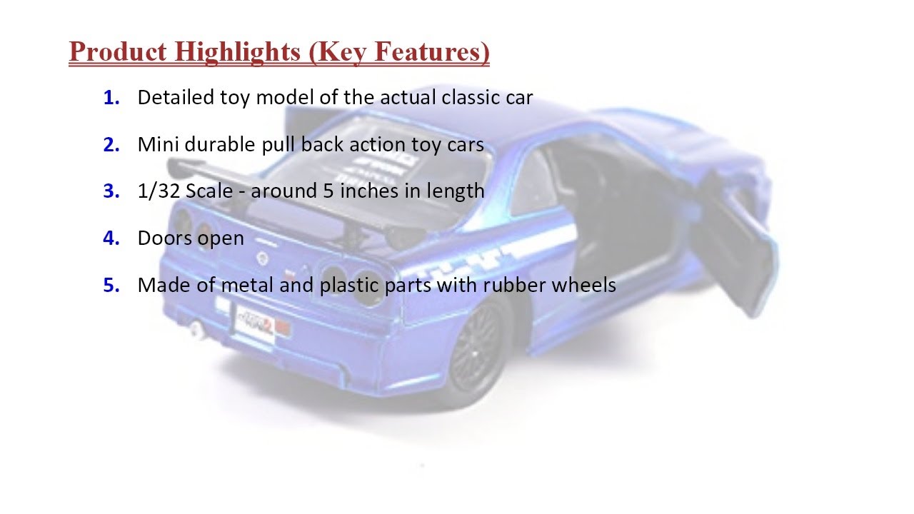 HCK Set 4 2002 Nissan GTR R34 w/ Wide Body Kit JONSIBAL Pull Back Toy Cars 1:32 Scale (Blac Pakistan