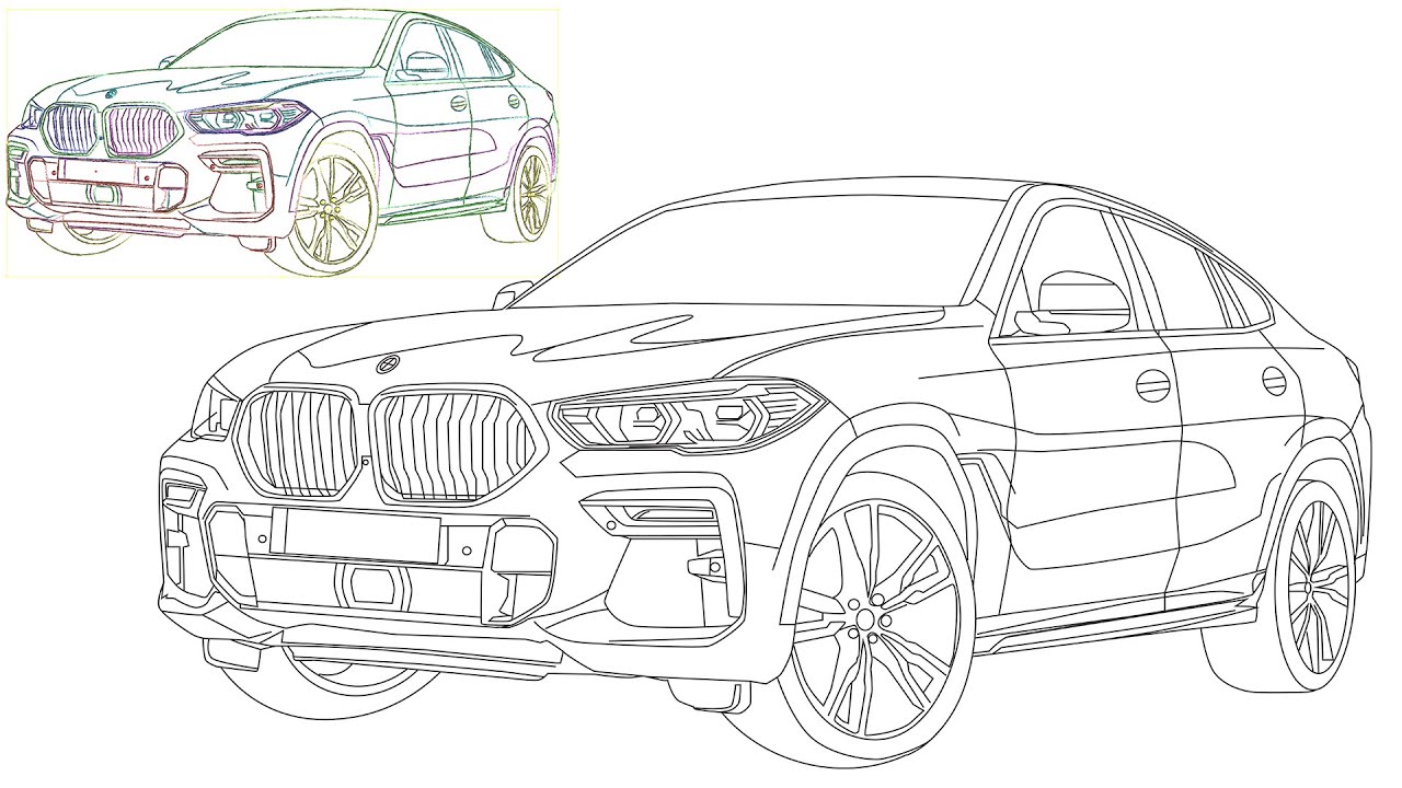 How to Draw BMW X6 M50i 2020 Digital Drawing Illustration