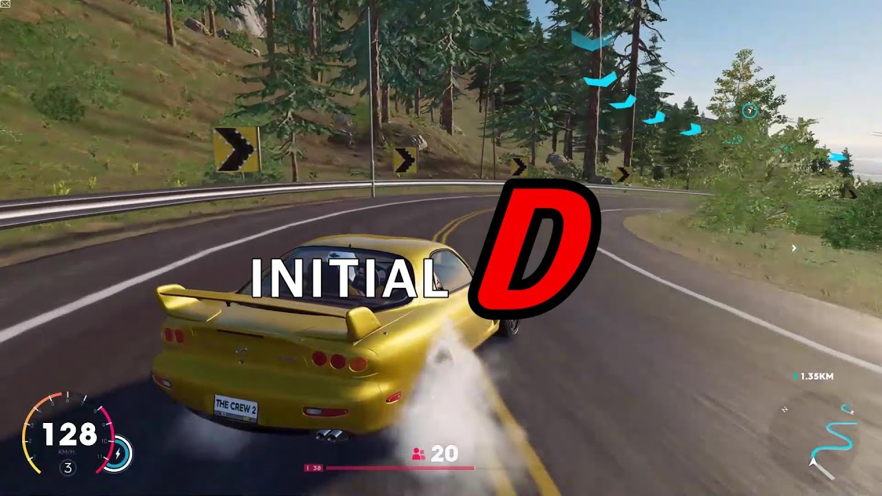 Initial D drift to The Crew 2 (feat. MAZDA-RX 7)