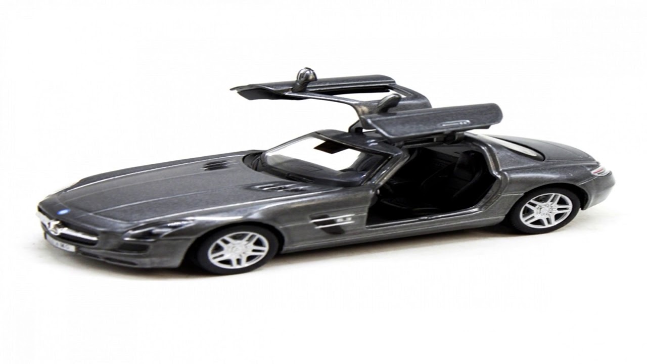 Видео обзор Модель машины Kinsmart Mercedes-Benz SLS AMG, инерционный, 1/36