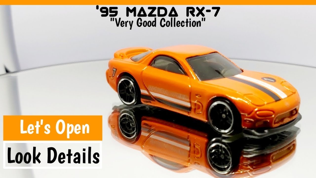 LET’S OPEN and LOOK DETAILS Hot Wheels 95 Mazda RX 7 Orange  FOR COLLECTORS