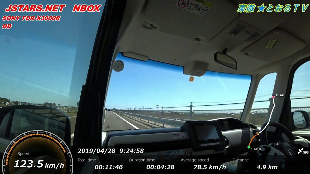 新型ホンダNBOXでフル加速。速度計高速道路120km/h走行！加速するNBOX。仙台空港IC⇒仙台東IC。