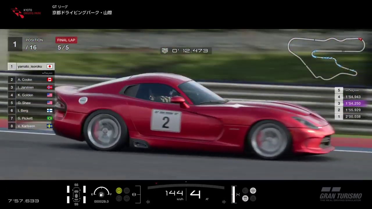 PS4グランツーリスモSPORT 　アマチュアリーグ「FRチャレンジ第1戦」バイパーGTS'13使用