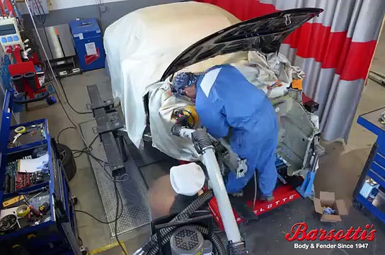 Porsche auto body repair with Celette frame machine in Barsotti’s Body u0026 Fender Service-Californ