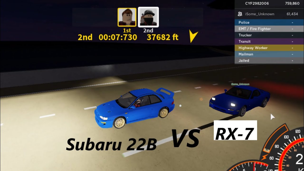 Roblox Ultimate Driving Mazda RX-7 vs Subaru 22B