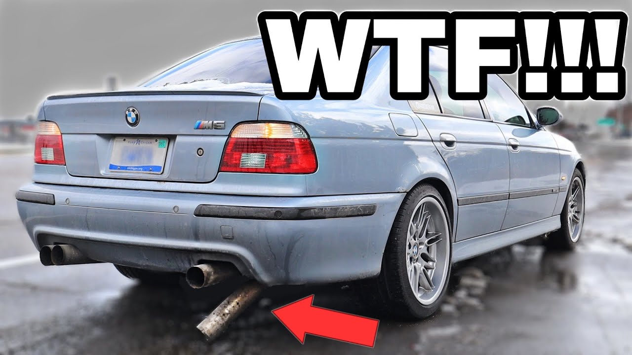 STRAIGHT PIPE EXHAUST FALLS OFF BMW M5 ON HIGHWAY! (MUST SEE E39)