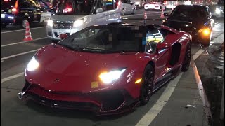 【都内】夜の渋谷で限定車 アヴェンタドールSVロードスター仕様のアヴェンタドール LP700-4ロードスター を発見‼ Lamborghini Aventador LP700-4 Roadstar