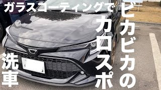 カローラスポーツを洗車　高級ガラスコーティングのメンテ